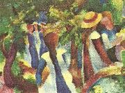 August Macke flickor under trad oil on canvas